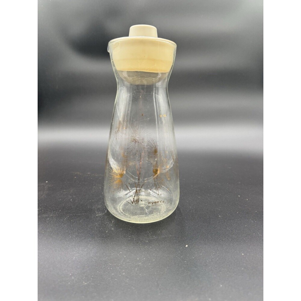 Pyrex Vintage  Carafe Glass Coffee Pot with Gold Accents